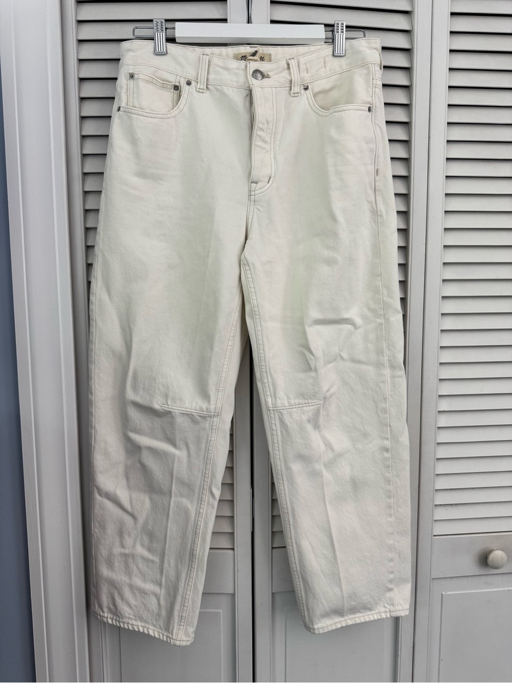 Madewell Cream Barrel Leg Jean